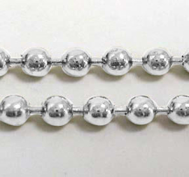 50 cm verzilverde Ball Chain ketting dikte 2,4mm