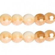 10 x top facetkraal 12mm rond half Gold opal (Op = op!)