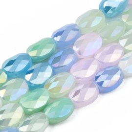 10 x Electroplate glaskralen ovaal 8x6x4 mm – Sky Blue AB-coating