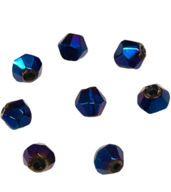 20 x Pesciosa biconekristal kralen 4 mm gat 1 mm donker blauw AB