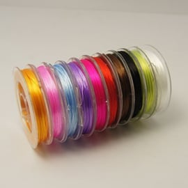 10 rollen assortiment elastiek mix kleuren 0,8 mm 10 meter per rol