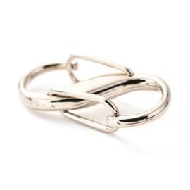 1 x Metalen dubbele S-karabijnhaak 27,5 x 13 x 7 mm – platinumkleur
