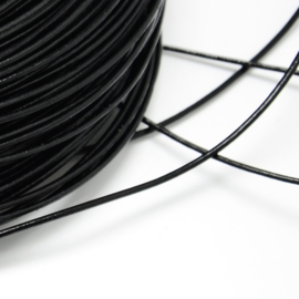 50 cm DQ leer - runderleer 3mm dik kleur zwart