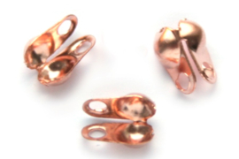 10 x gesloten rose gold kalotje  8 x 6 x 4 gat 2mm. Ø 3,2mm 