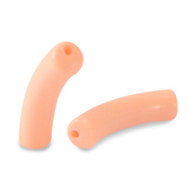 5 x Acryl kralen tube salmon peach pink ca. 32x8mm (gat Ø1.9mm)