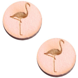 2 x Houten cabochon basic 12 mm flamingo Peach Pink