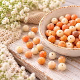 15 x Keramische glaskralen 8 mm – Orange Peach mix