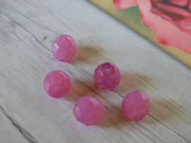 10 x Roze facet glaskraal ca. 10mm x 9.5mm  Gat: 1,4mm