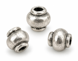 20 x Metalen kralen 4 x 5 mm – gat 1 mm – antiek zilverkleur