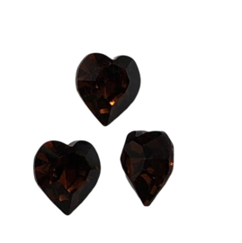 2x Precosia kristal in de vorm van een hart Bruin 6,5 mm
