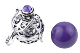 Echt Sterling 925 zilveren harmony ball Engelenroeper kooitje met paarse klankbol 16mm