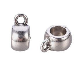 2 x Bails hanger, platinum metalen ring met oog 6x 9 x 5mm Ø3,3mm oogje 1,8mm