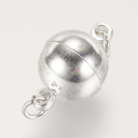 1 x Magneetslotje met buigringen 10 x 16 mm – gat 2 mm – zilverkleur (Nikkelvrij)