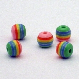 25 x  Resin ronde regenboog kraal 8mm meer kleuren