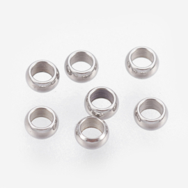 25 x RVS 316 chirurgisch roestvrijstalen knijpkralen rondel 1,9 mm – gat 1 mm – RVS kleur (Nikkelvrij)