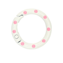 1 x Gekleurde onderdelen sleutelhanger ring White-pink ca. 25x4mm