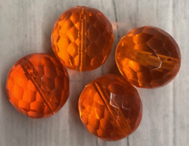 5x oranje facet glas kraal 14mm gat 1mm