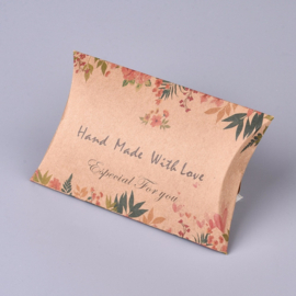 5 x Papieren gondel cadeau doosjes met lint bruin met bloemen
