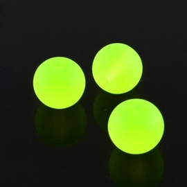 10 x mat frosted glaskralen 10mm gat: 1,5mm Green Yellow