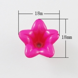 10  x acryl bloem kelk kralen 18 x 18 x 12mm, Gat: 2mm roze