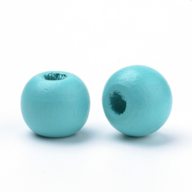 20 x Houten kralen rond 10 x 9mm gat: 3mm pastel mix