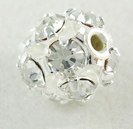 2X Verzilverde kristal ballen 8mm blank (nikkelvrij)