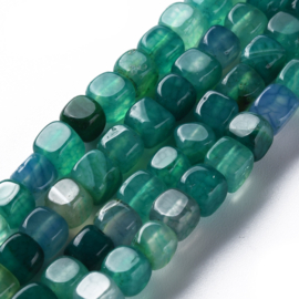 10 x Agaat edelsteen kralen kubus 5-8 x 4-8 x 4-6 mm – gat 1,2 mm – Sea Green