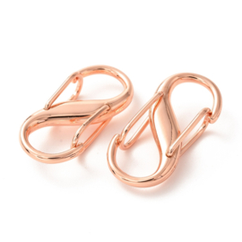 1 x Metalen dubbele S-karabijnhaak 27,5 x 13 x 7 mm – Rose Gold