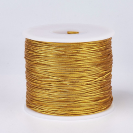 3 meter gekleurd elastisch draad van rubber voorzien van een laagje stof 1mm goud
