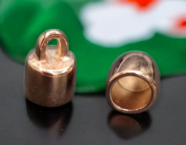 1 x DQ metaal eindkapje rose goud kleur ca. 15 x 11mm Ø8mm, oogje 3mm (Nikkelvrij)
