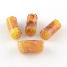 10 x Acryl kralen tube  mix marmer ca. 34 x 11,5mm (gat Ø 3,5mm)