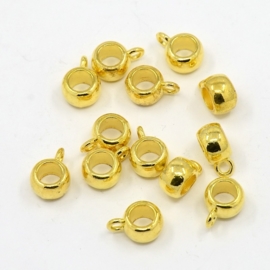 2 x metalen bails hanger 10,5 x 7,5 x 4mm Ø3,5mm oogje: 2mm goudkleur (Nikkelvrij)