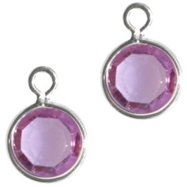 1 x DQ facethanger gekleurd Zilver-lila purple 7 x 10 mm (op is op!)  (Nikkelvrij)