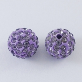 2 x prachtige Shamballa Polymeer Klei strass bal 10mm gat: 2mm tanzanite met een half doorboord gat (Hanger) gat: 2mm