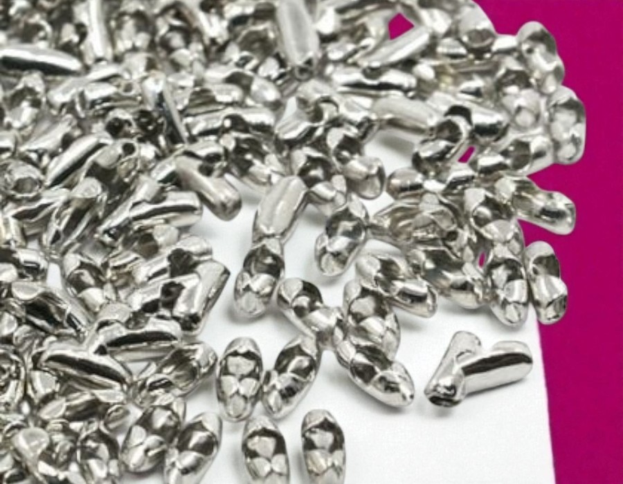 10 x DQ slotje voor ball chain – platinumkleur – 5 x 2,5 x 2 mm – geschikt voor 1 mm ball chain (nikkelvrij)