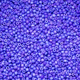 20 gram rocailles rainbow mat lila blauw  12/0 2mm