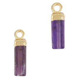 1 x Natuursteen hangers amethist tube Purple-gold