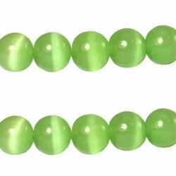 10 Stuks Glaskraal rond Cate-eye Licht-groen twodrops 6 mm