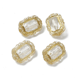 10 x Ornament acryl kralen rechthoek 18 mm – gat 1,8 mm – transparant