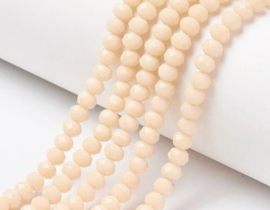 1 x Streng met ca. 138 glaskralen facet rondelle briolette kristal – 4 x 3 mm – gat 1 mm – Navajo White