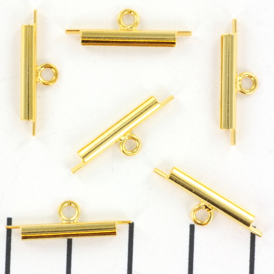 2 x Miyuki Slide End Tubes voor Delica's – goudkleur 15 x 6 mm Ø 1,6 mm