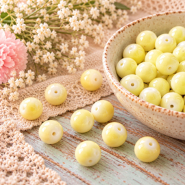 20 x Keramische glaskralen 12 mm – Butter Yellow