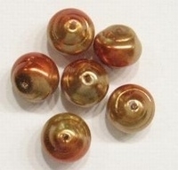 10 x Glasparel slakkenhuisje terra/goud 7x8 mm gat: 1mm