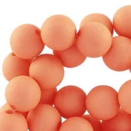 15 x Acryl kralen mat rond 10mm Fusion coral peach orange gat: 1,8mm