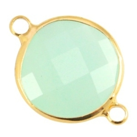 Crystal glas tussenstukken rond 16mm Crysolite green opal-Gold  (Nikkelvrij)