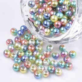 25 x Acryl kralen rond 7,5-8 mm – gat 1,6 mm – Regenboog Zeemeermin mix