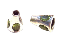 1 x Echt 925 sterling zilveren kralenkap met peridot 13mm