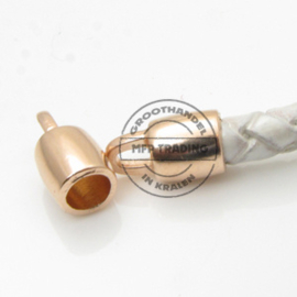 1 x DQ metaal eindkapje rose goud kleur ca. 10 x 6mm Ø3mm, oogje 2mm (Nikkelvrij)