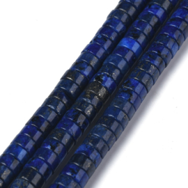 10 x Natuursteen kralen Lapis Lazuli disc 6x3mm (Ø 1mm)