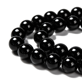 10  x  Edelsteen kraal van Eyeless Obsidian 8mm gat c.a. 1mm